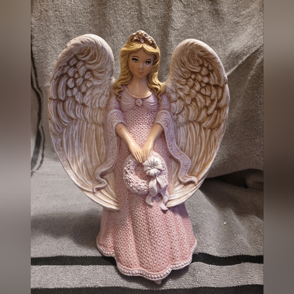 Vintage Elegant Pink Angel Figurine